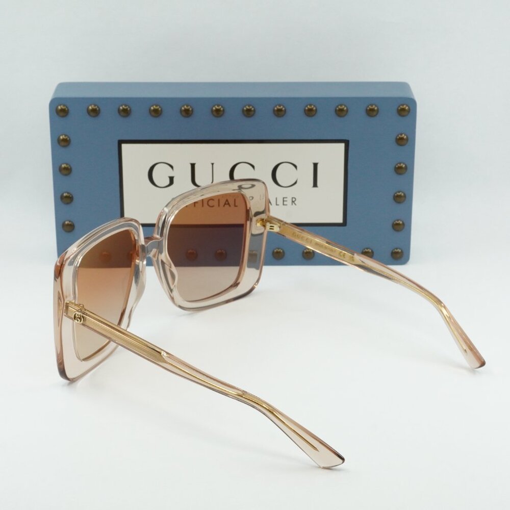 Gucci GG1314S 005 Square Sunglasses - Transparent Sand/Brown - Picture 4 of 9